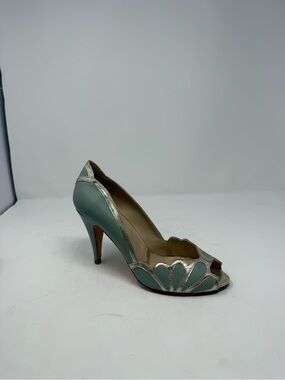 Rachel Simpson Isabelle Mint Leather Vintage Peep Toe Heel Size US 9